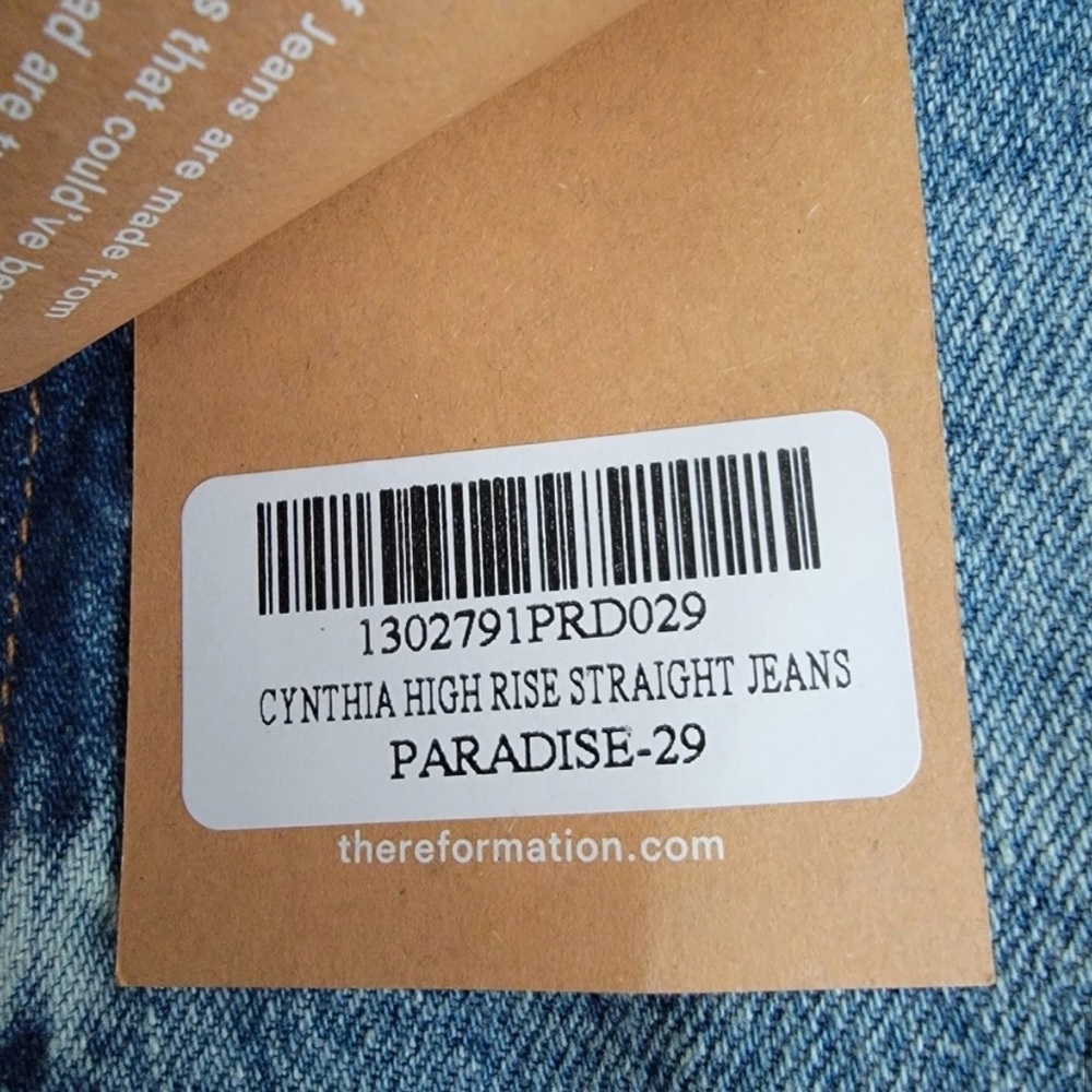 Reformation Cynthia High Rise Straight Jeans in Paradise size 29 NWT - Picture 8 of 8